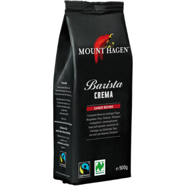 Kaffee Barista Crema ganze Bohnen bio Naturland Fairtrade Mount Hagen 6x500g