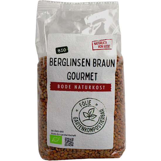 lentils brown organic Gourmet (red with skin) gardencompostable bag 6x500g   	
