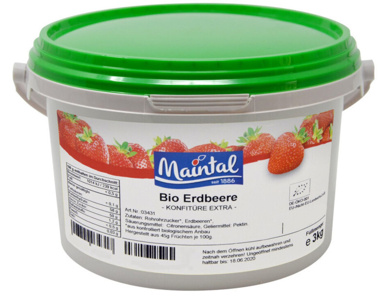 strawberry jam organic 3kg bucket