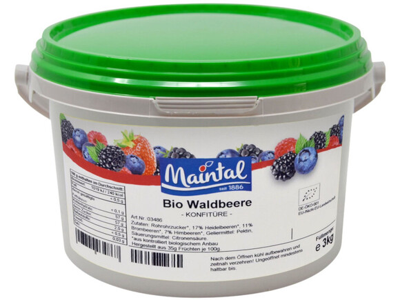 forest fruit jam organic Maint al 3kg bucket