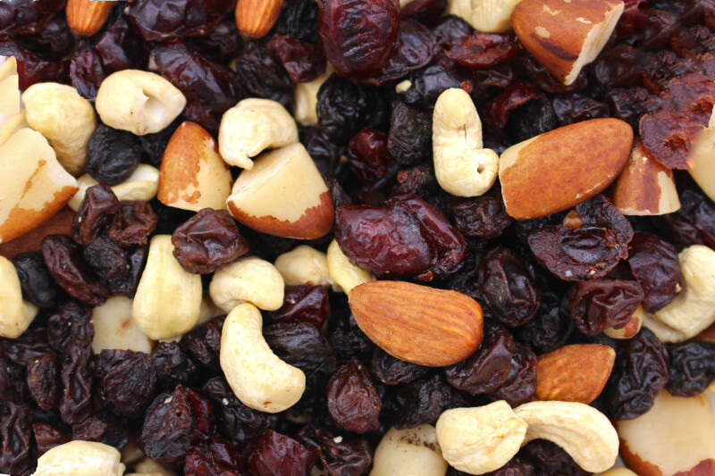 trail mix with cranberries and pecan kernels organic