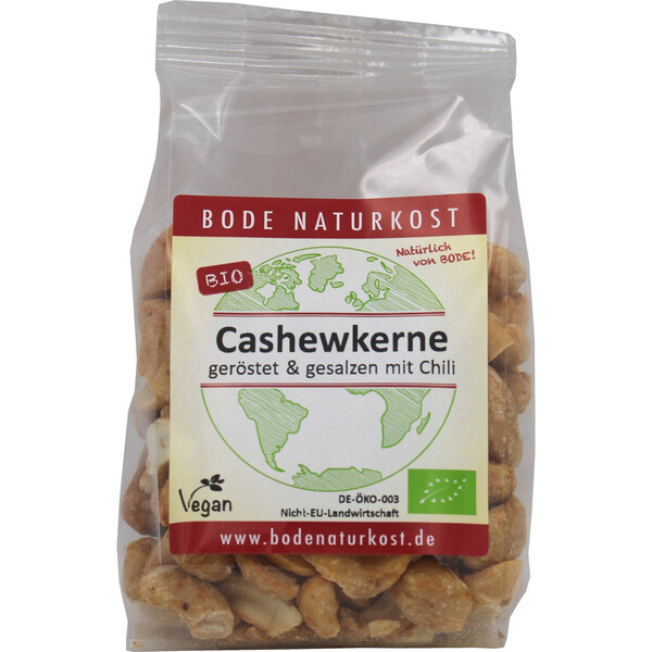 cashewkernels roasted salted with chili organic 6x150g