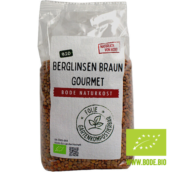 lentils brown organic Gourmet (red with skin) gardencompostable bag 500g