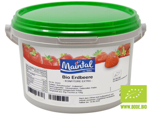 Konfitüre Erdbeere bio Maintal 3kg mit deutschem Bio-Zucker