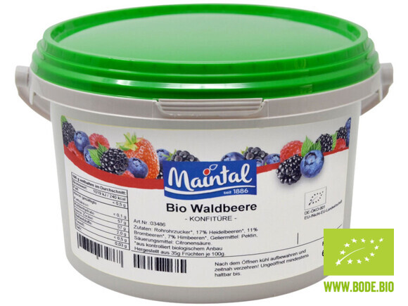 forest fruit jam organic Maint al 3kg bucket