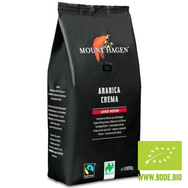 Kaffee Arabica Crema ganze Bohnen bio Naturland Fairtrade Mount Hagen 6x1kg