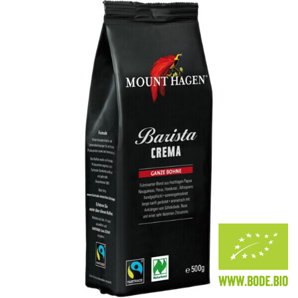 Kaffee Barista Crema ganze Bohnen bio Naturland Fairtrade Mount Hagen12x500g
