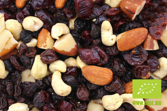 trail mix with cranberries and pecan kernels organic