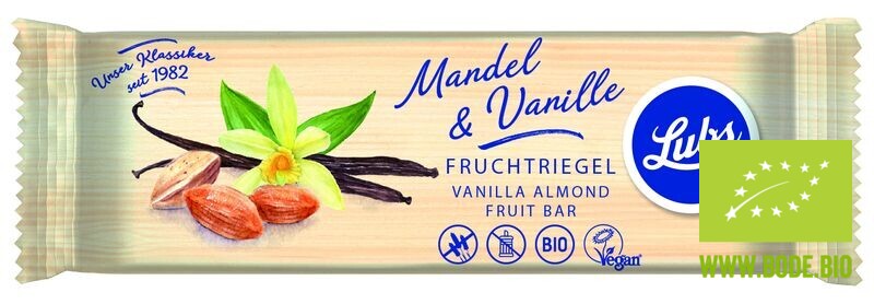 fruit bar almond-vanilla glutenfree Lubs organic 25x40g