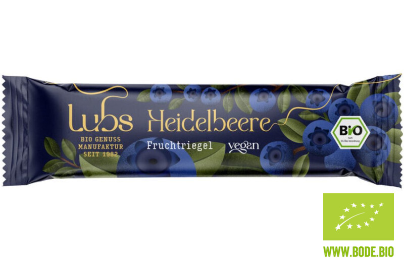 Fruchtriegel Heidelbeer bio  glutenfrei Lubs 25x30g ab ca. Ende Februar wieder verfügbar