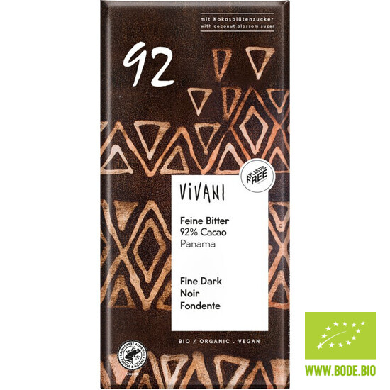 Tafelschokolade Feine Bitter 92% Cacao bio Vivani 10x80g
