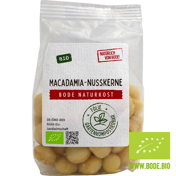 Macadamia-Nusskerne roh bio Premium, gartenkompostierbarer Beutel 6x100g
