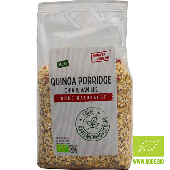 Quinoa Porridge Chia & Vanille bio, gartenkompostierbarer Beutel 6x400g | MHD 31.07.2023