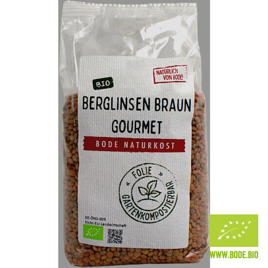 lentils brown organic Gourmet (red with skin) gardencompostable bag 6x500g   	