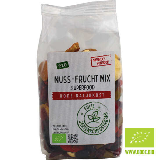 Nuss-Frucht Mix Superfood bio, gartenkompostierbarer Beutel 6x200g