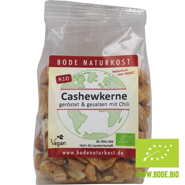 cashewkernels roasted salted with chili organic 6x150g