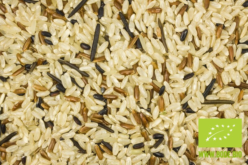 rice mix (wholegrain long- grain rice, whole grain red rice, whole grain black rice, wild rice) organic 500g