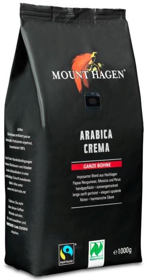 Kaffee Arabica Crema ganze Bohnen bio Naturland Fairtrade Mount Hagen 6x1kg