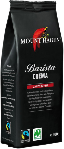 Kaffee Barista Crema ganze Bohnen bio Naturland Fairtrade Mount Hagen 6x500g