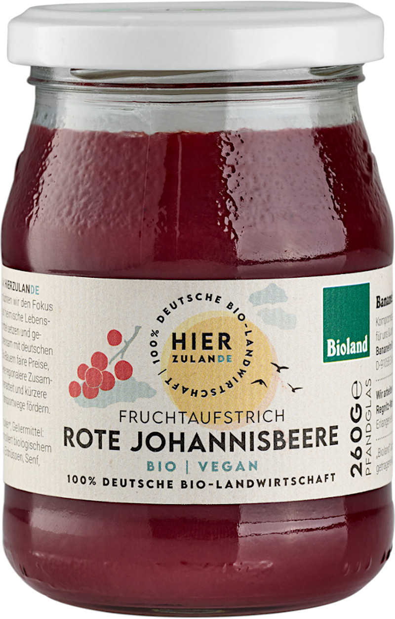 Fruchtaufstrich rote Johannisbeere bio Bioland Hierzulande 6x260g