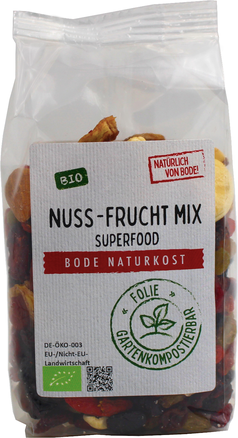 Nuss-Frucht Mix Superfood bio, gartenkompostierbarer Beutel 6x200g
