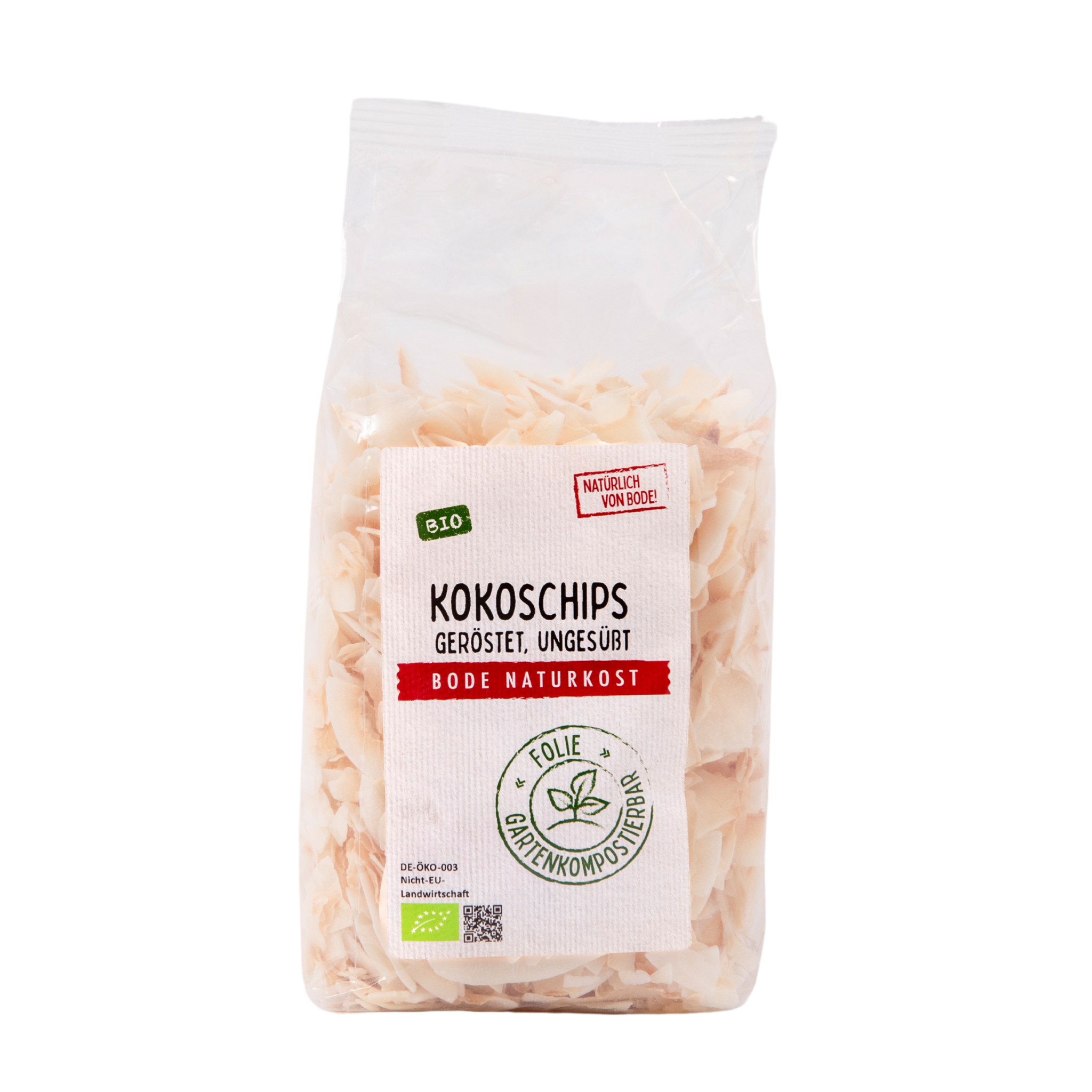 Kokoschips geröstet ungesüßt bio, gartenkompostierbarer Beutel 250g