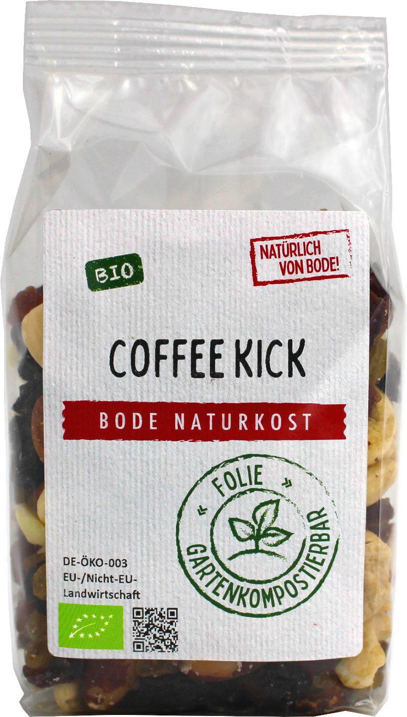 Coffee Kick bio (Nuss-Frucht Mischung Espresso) gartenkompostierbarer Beutel 200g