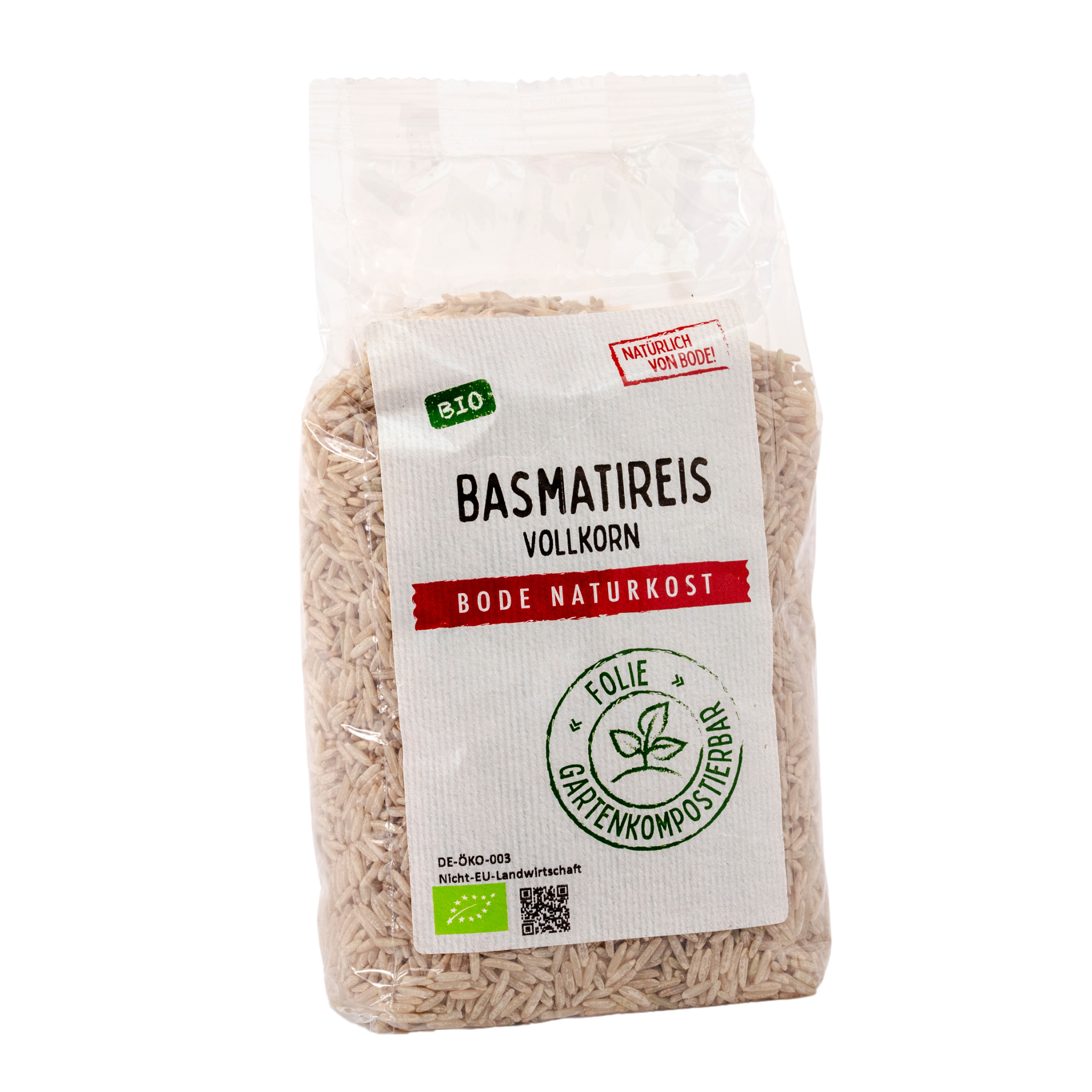 Basmatireis Vollkorn bio, gartenkompostierbarer Beutel 500g