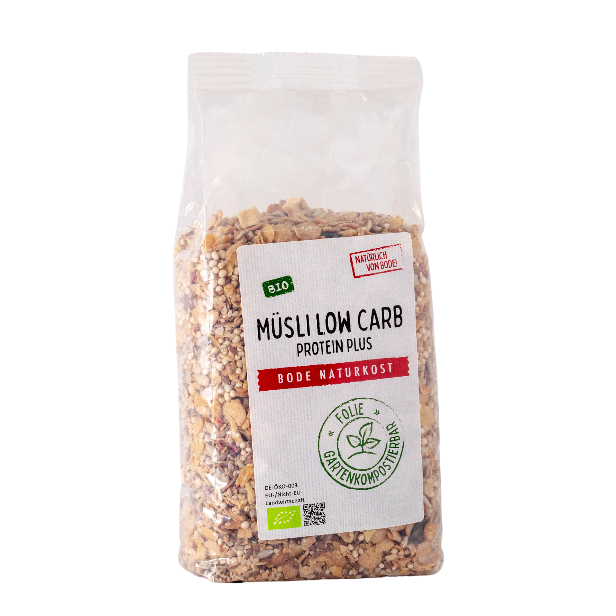 Müsli Low Carb Protein plus bio, gartenkompostierbarer Beutel 6x500g