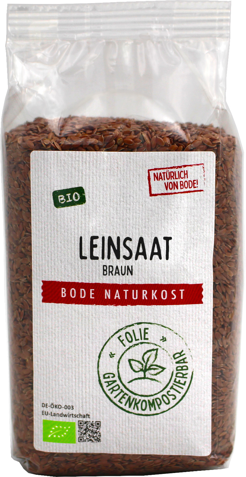 Leinsaat braun bio Europa, gartenkompostierbarer Beutel 500g