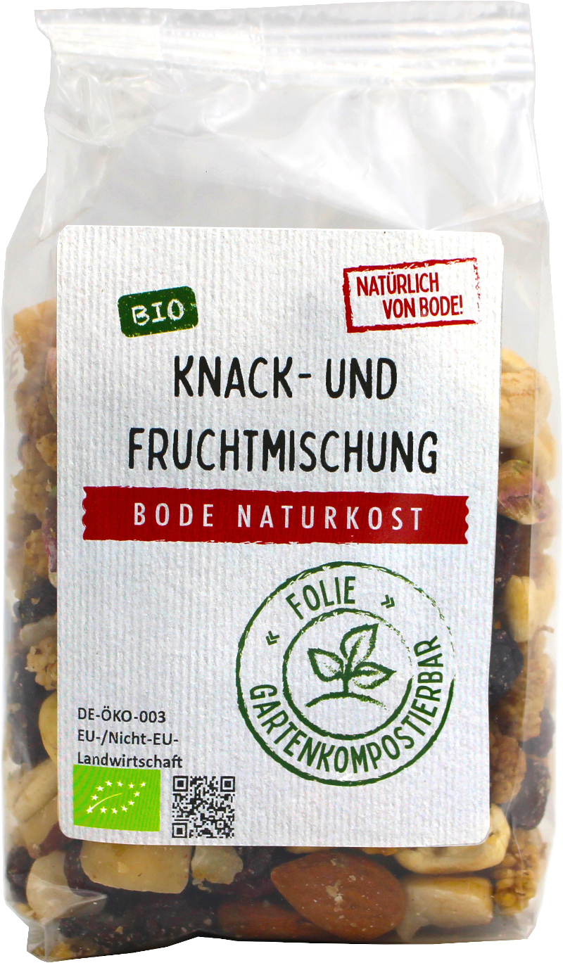 Knack- und Fruchtmischung bio, gartenkompostierbarer Beutel 175g
