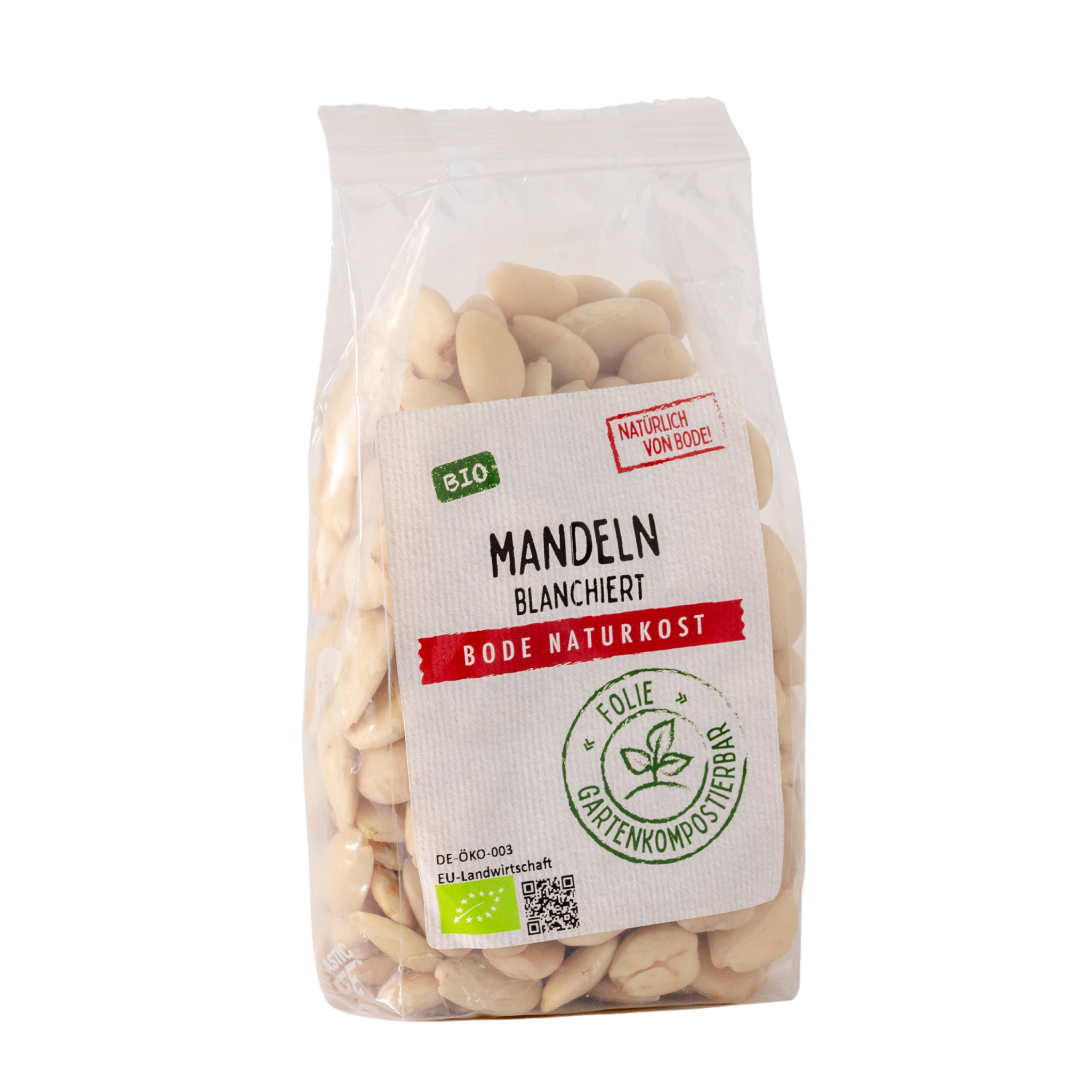 Mandeln blanchiert bio, gartenkompostierbarer Beutel 6x200g