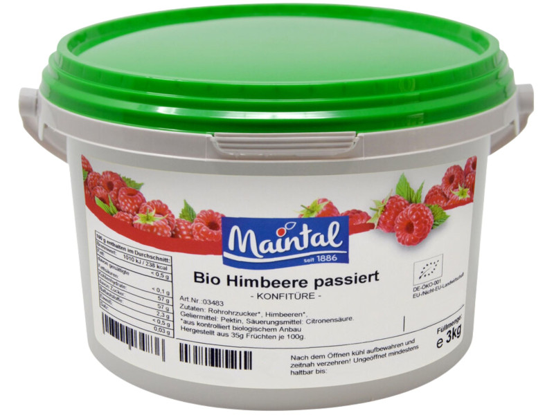 Konfitüre Himbeere bio Maintal 3kg mit deutschem Bio-Zucker